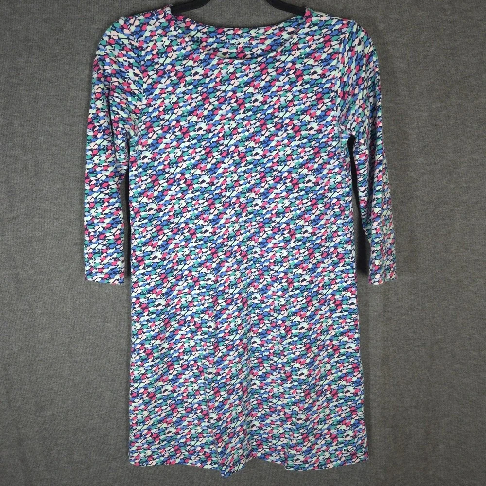Vineyard Vines Girls Dress L 14 Whale Print Pima Cotton 3/4 Sleeve‎ Preppy